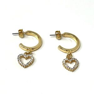 New Anthropologie Heart Charm Hoop Earrings